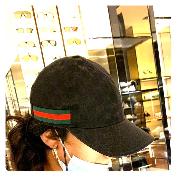 Gucci Original GG Canvas Baseball Hat with Web Black in Canvas - US